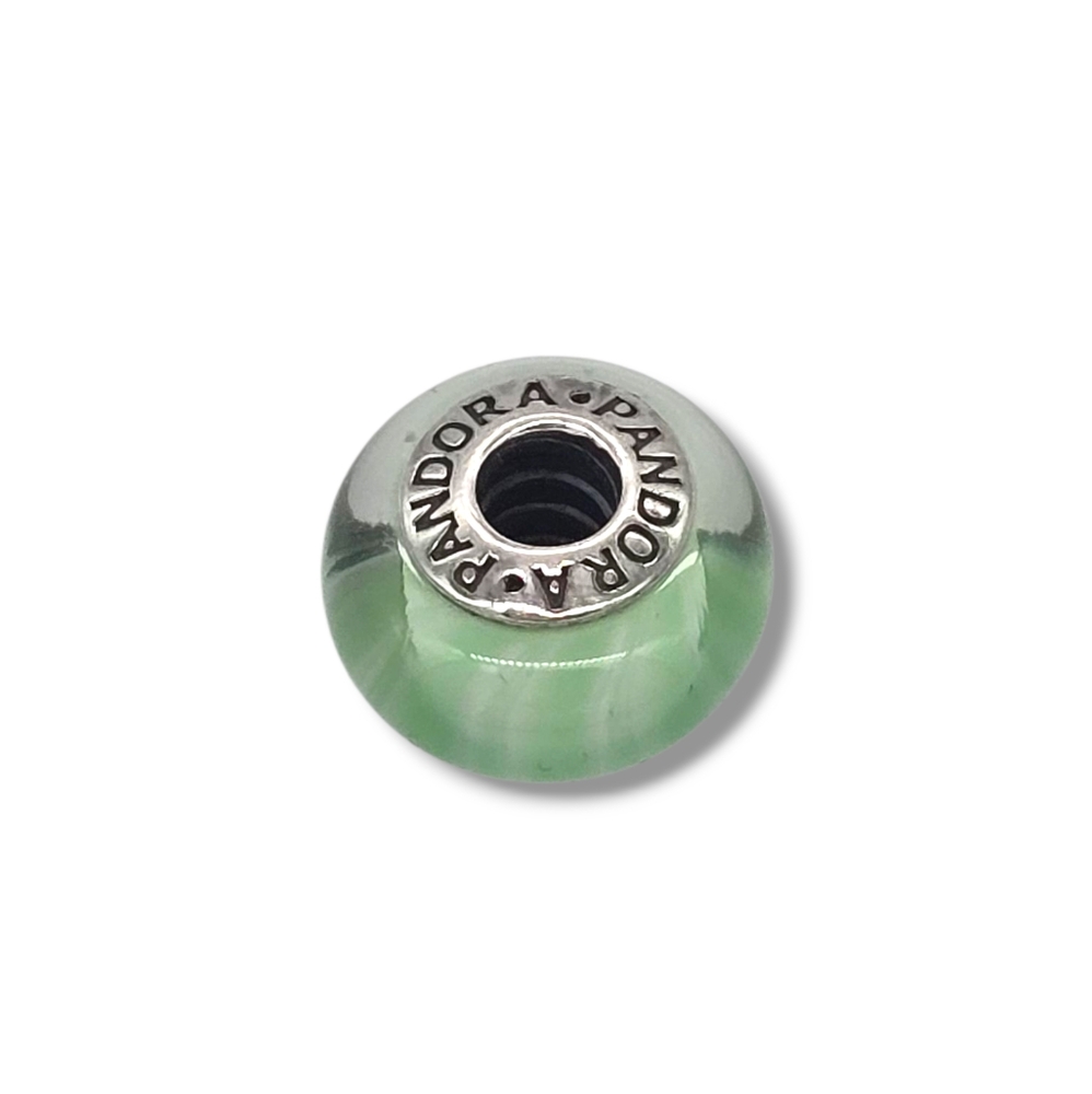 PANDORA Light Aqua/Green Candy Stripes Murano Glass Bead Charm S925 Retired - Picture 14 of 16
